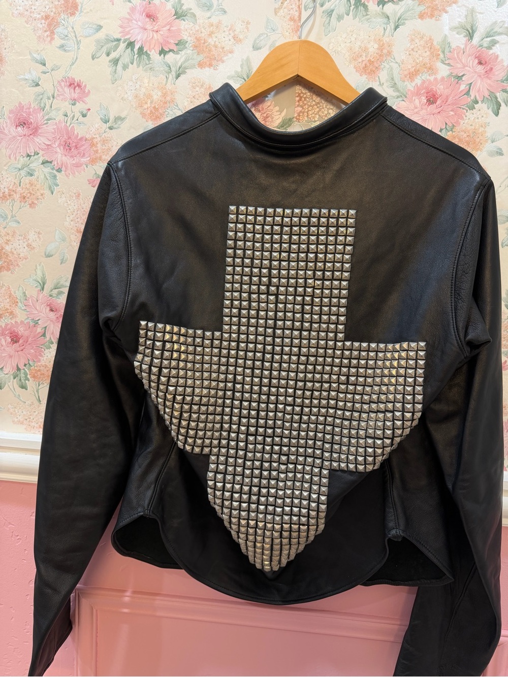 Soft leather Black Stud-Embellished Leather Jacket - Women's